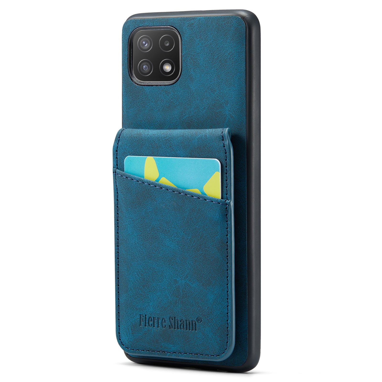 FIERRE SHANN Anti-drop Case for Samsung Galaxy A22 5G (EU Version) Card Slots PU Leather TPU Phone Kickstand Cover FIERRE SHANN Anti-drop Case for Samsung Galaxy A22 5G (EU Version) Card Slots PU Leather TPU Phone Kickstand Cover